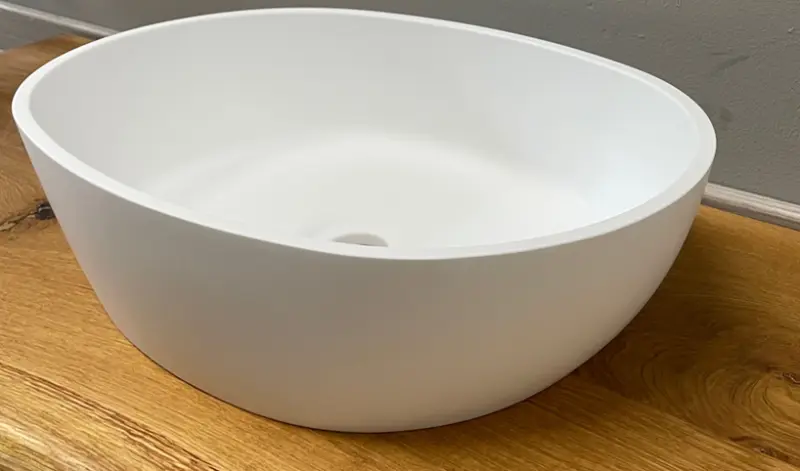 Solid-S Mare opbouwwastafel kom ovaal mat wit 45x32cm zonder overloop exclusief solid surface plug 1208953459