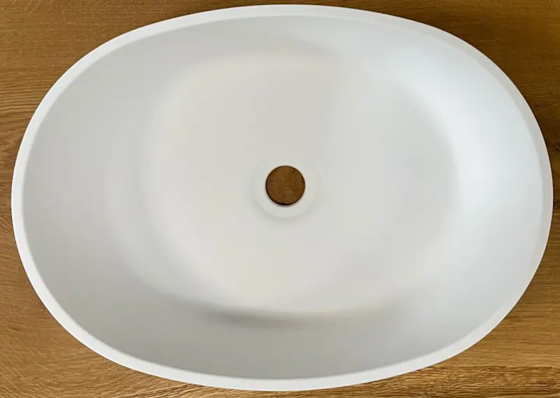 Solid-S Mare opbouwwastafel kom ovaal mat wit 45x32cm zonder overloop exclusief solid surface plug 1208953459