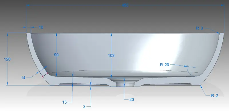 Solid-S Mare opbouwwastafel kom ovaal mat wit 45x32cm zonder overloop exclusief solid surface plug 1208953459