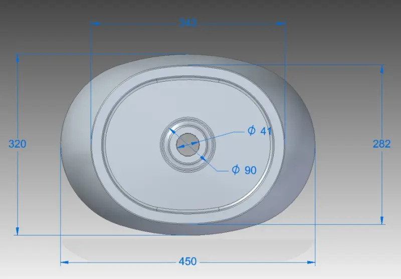 Solid-S Mare opbouwwastafel kom ovaal mat wit 45x32cm zonder overloop exclusief solid surface plug 1208953459