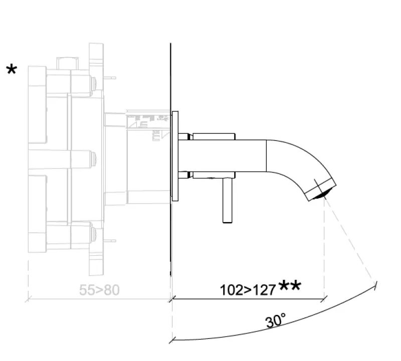 SB Round inbouw wastafelmengkraan gun metal PVD 102mm