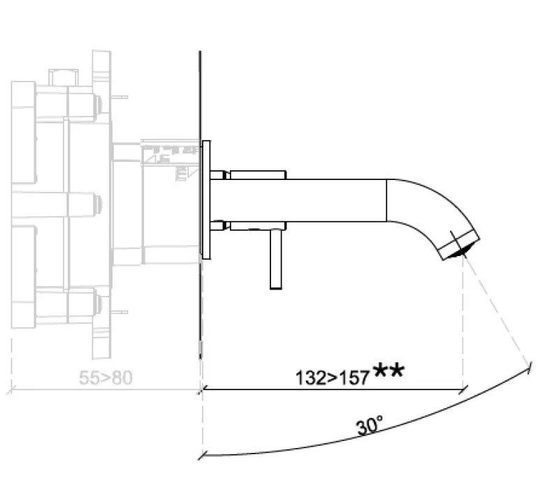 SB Round inbouw wastafelmengkraan gun metal PVD 132mm
