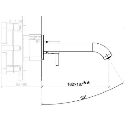 SB Round inbouw wastafelmengkraan gun metal PVD 162mm