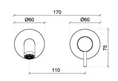 SB Round inbouw wastafelmengkraan gun metal PVD 162mm