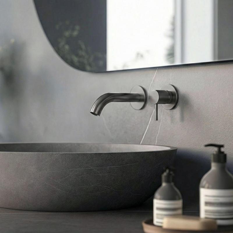 SB Round 316 inbouw wastafelmengkraan Gun Metal PVD 102mm