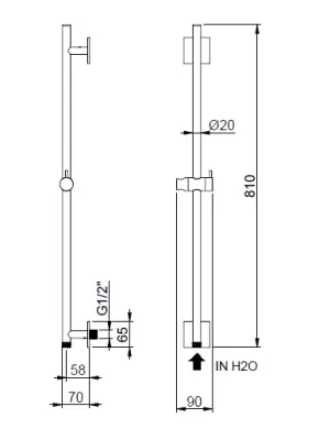 SB 316 Square glijstangset met handdouche en doucheslang RVS