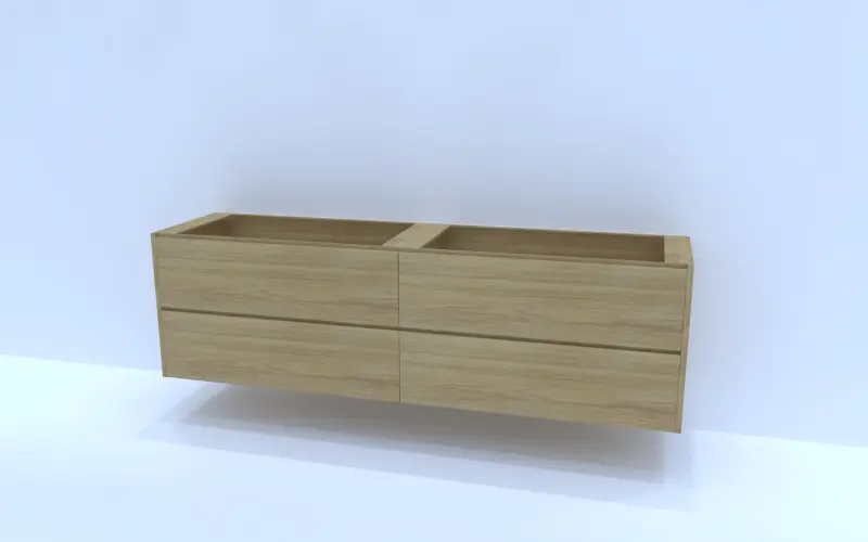 TopLine Amsterdam MAATWERK massief eiken badmeubel met dubbele laden en zijwangen