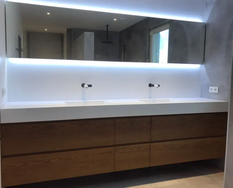 TopLine Amsterdam MAATWERK massief eiken badmeubel met dubbele laden en zijwangen