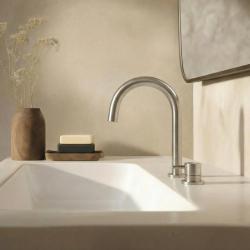 Waterevolution Flow 2-gats wastafelkraan volledig RVS met lage U 200mm uitloop T1121UIE