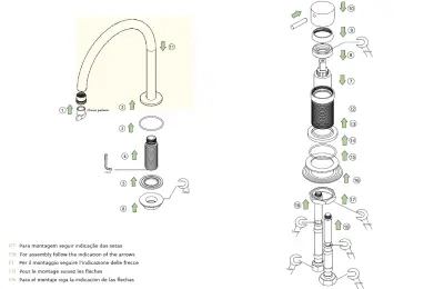Waterevolution Flow 2-gats wastafelkraan wit met lage U 113mm uitloop T1121UBR