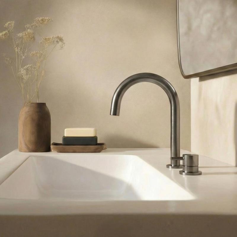 Waterevolution Flow 2-gats wastafelkraan PVD Gun Metal T1121UGME