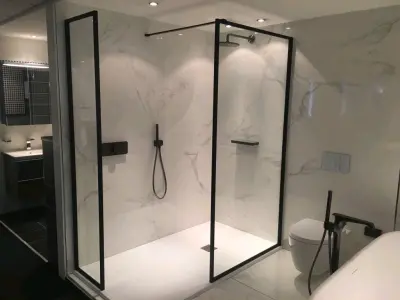 Flavio Suzhou inloopdouche 90x210 cm helder glas - Mat Zwart Kader