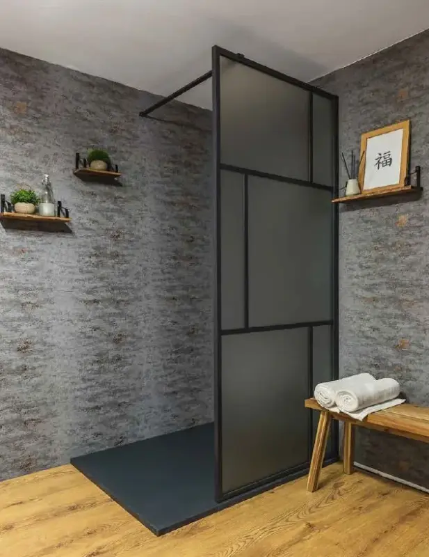 Flavio Suzhou inloopdouche 30x210 cm helder glas - Mat Zwart Kader