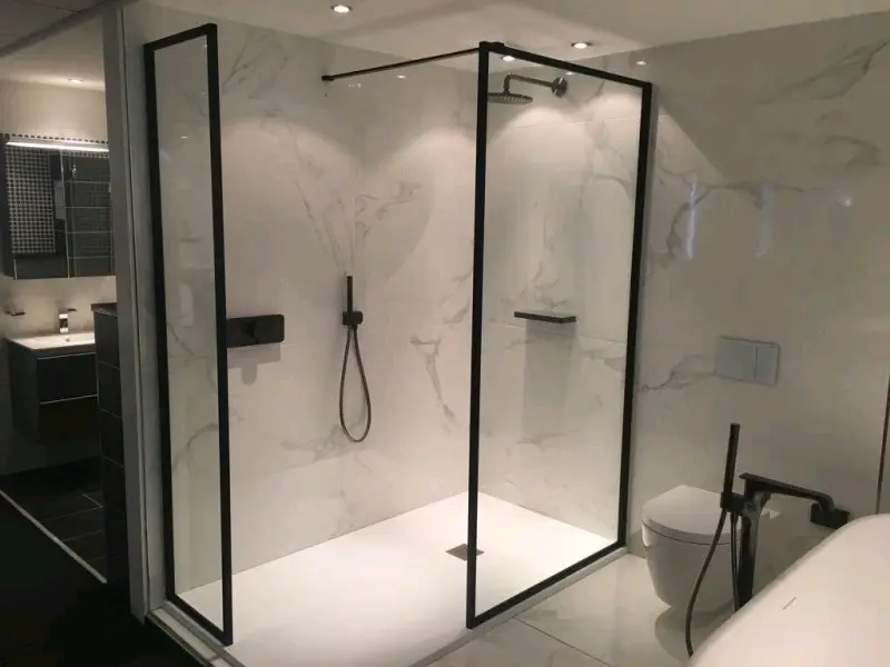 Flavio Border inloopdouche 40x210 cm helder glas - Geborsteld Messing kader