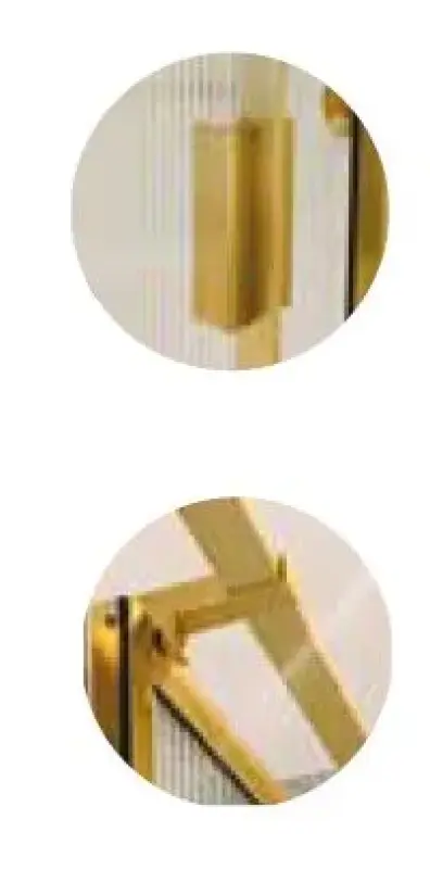 Flavio Border douchedeur met vast gedeelte in lijn profiel geborsteld messing en fluted glas 100x210cm