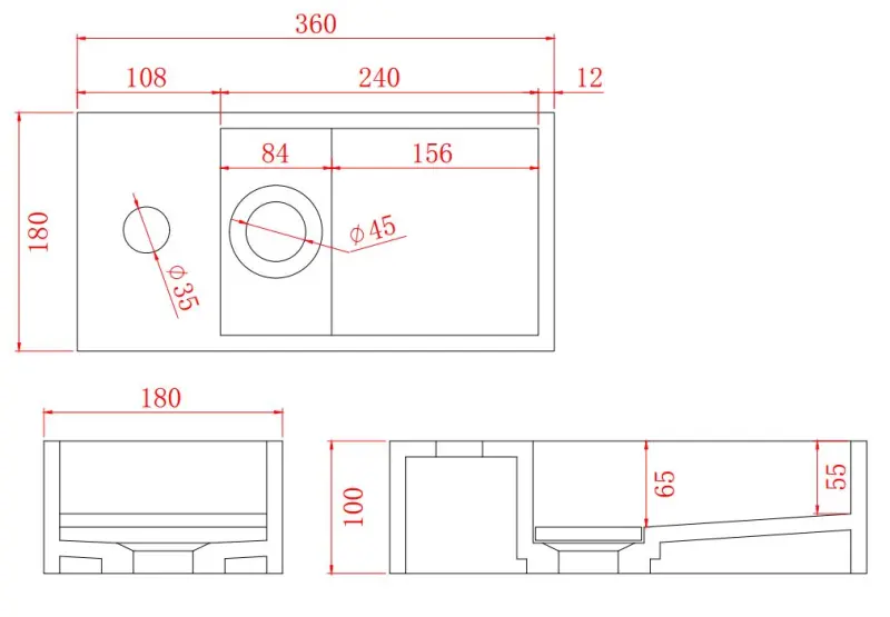 Solid-S Fontein solid surface mat zwart B36xD18xH10 cm met cover model links met kraangat 1208954158