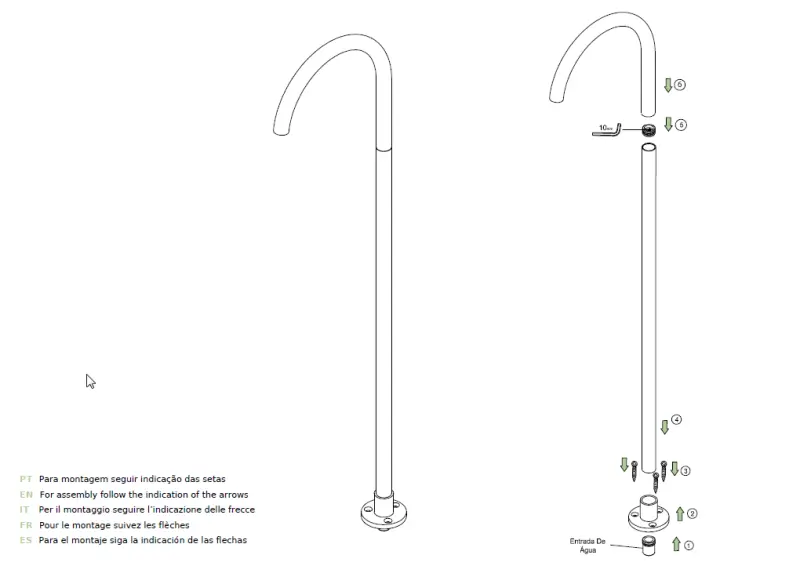 Waterevolution Flow vrijstaande wastafelkraan uitloop Geborsteld Messing T1677LE