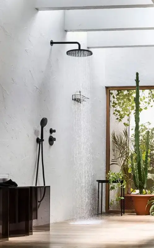 SB Round Doucheset mat zwart inbouw compleet