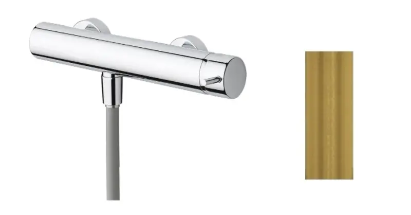 Waterevolution Flow douchemengkraan met douchegarnituur messing natuur T140LE