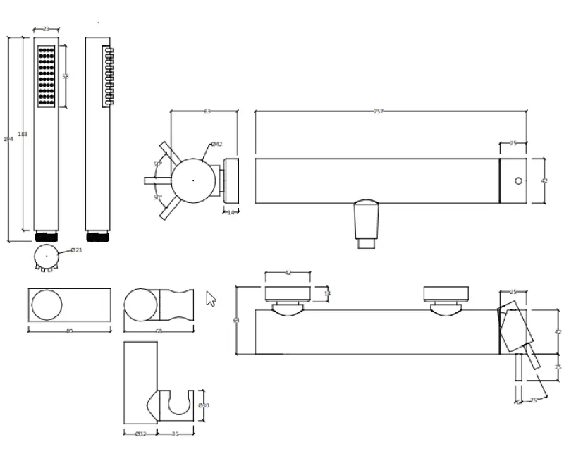 Waterevolution Flow douchemengkraan met douchegarnituur PVD Gun Metal T140GME