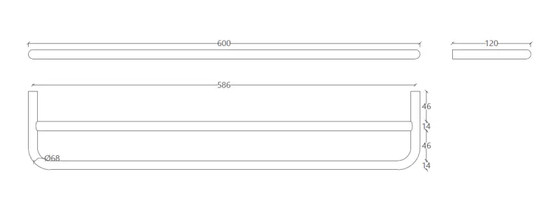 Waterevolution flow dubbele handdoekhouder 60cm PVD Geborsteld Koper A112DCPE