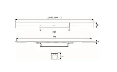 TECE drainprofile douchegoot profielset 80cm PVD mat zwart 1208954474