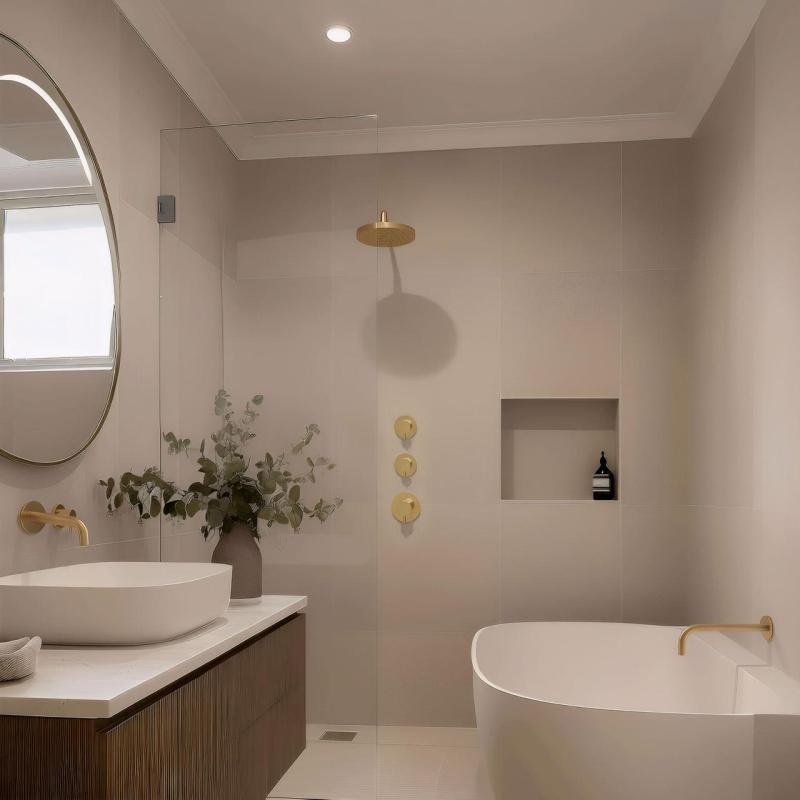 Waterevolution Flow inbouw douchethermostaat met 2 stopkranen light gold 1208954642