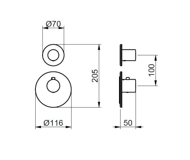 SB Round 316 High Flow Inbouw thermostaatkraan met 2 knoppen volledig RVS afbouwdeel 1208954838