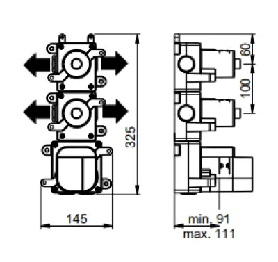 SB 316 AESTHETICS Round Inbouw thermostaatkraan met 4 uitgangen/ 2x stop-omstelkraan PVD goud geborsteld 1208954958