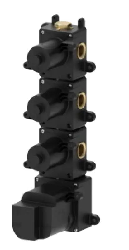 SB AESTHETICS Round Inbouw thermostaatkraan met 3 uitgangen/ 3x stopkraan mat zwart11208954969