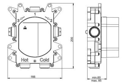 SB Push Square Inbouw thermostaatkraan met drukknop omsteller en volumeregelaar RVS 1208955123
