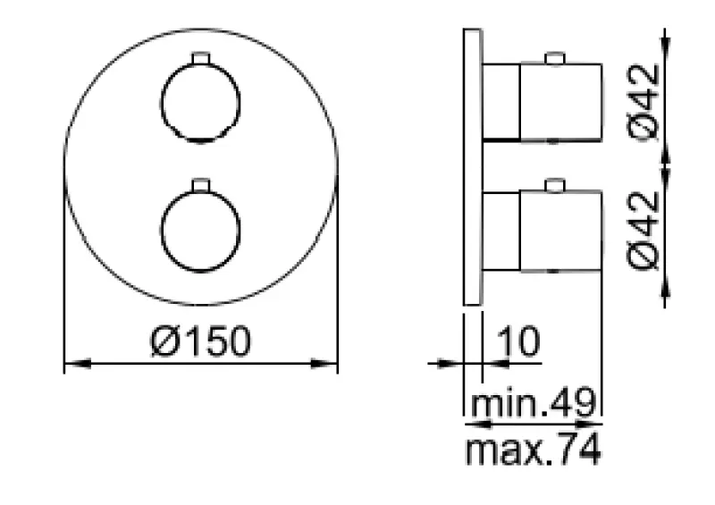 SB Universale Round Inbouw thermostaatkraan met 2 uitgangen PVD koper 1208955166