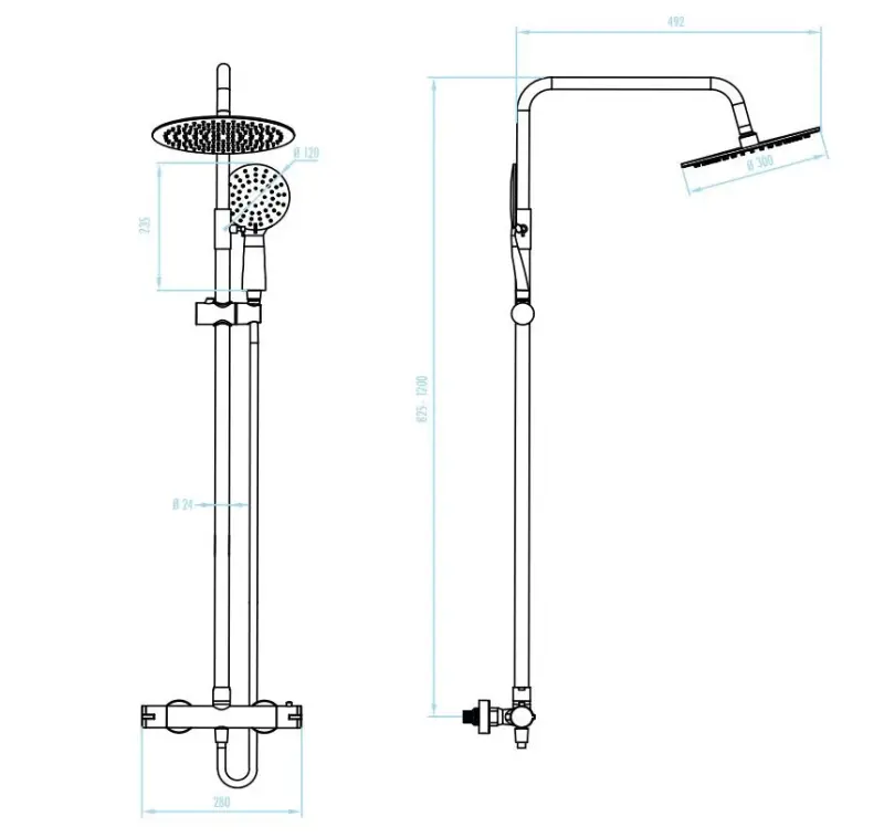 Aquadesign Paris doucheset thermostaat met regendouche mat zwart