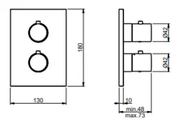 SB Universale Round on Square Inbouw thermostaatkraan met 2 uitgangen volledig RVS 316 1208955192