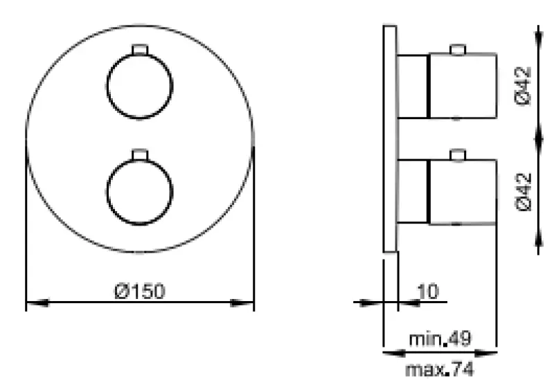 SB Universale Round Inbouw thermostaatkraan met 2 uitgangen volledig RVS 316 1208955193