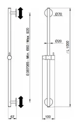 SB Rubinetterie Universale L 1000  Flexi Round glijstang  chroom 1208955231