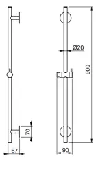 SB Rubinetterie Universale L900 glijstang  PVD koper 316 1208955240