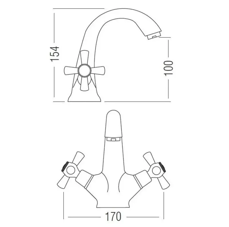 Aquadesign Marseille klassieke Wastafelmengkraan Brons