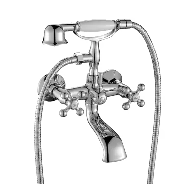 Aquadesign Marseille klassieke opbouw badkraan met sterknoppen Brons inclusief handdouche