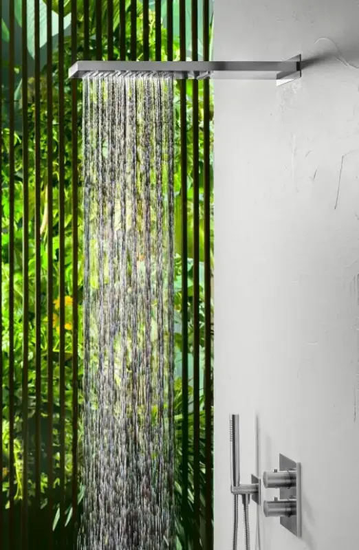 SB Square 316 Regendouche met muuraansluiting en waterval douche PVD koper 1208955330