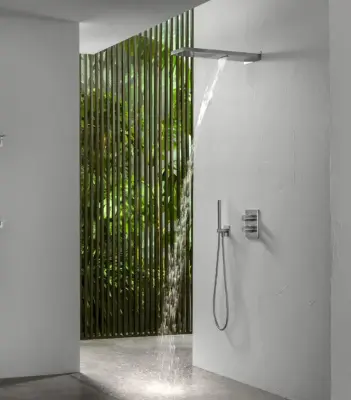 SB Square 316 Regendouche met muuraansluiting en waterval douche PVD goud 1208955331
