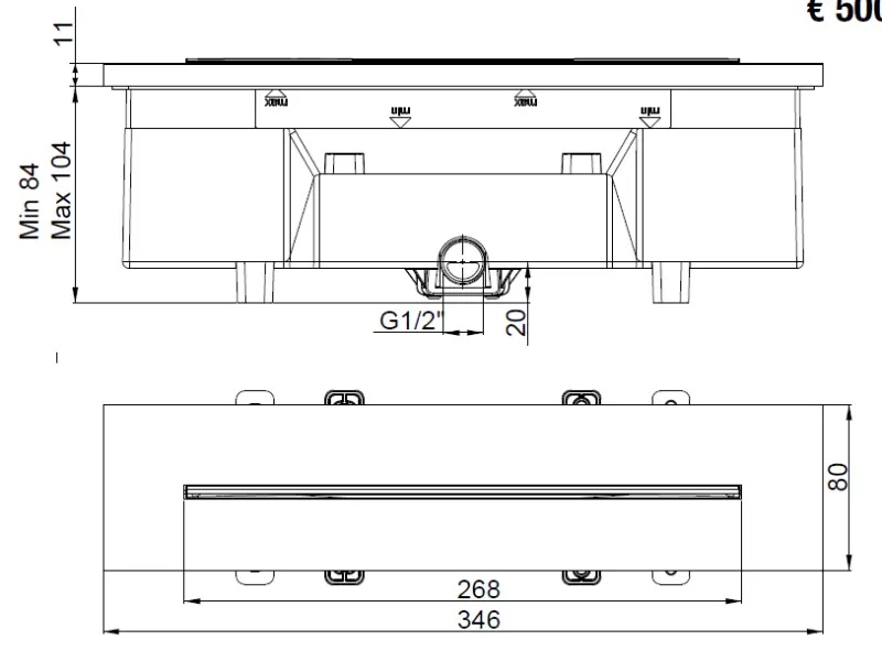 SB 316 Waterval bad uitloop inbouw PVD gun metal 1208955341