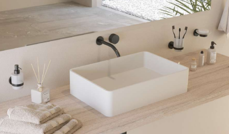 OUTLET Solid-S Top opbouwwastafel rechthoek mat wit 595x395x145mm