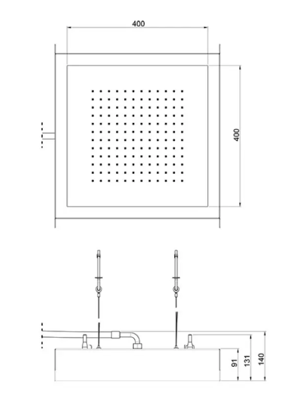 SB Rainbow Regendouche inbouw verdiept in plafond met verlichting en 1 straalsoort volledig RVS 1208955375