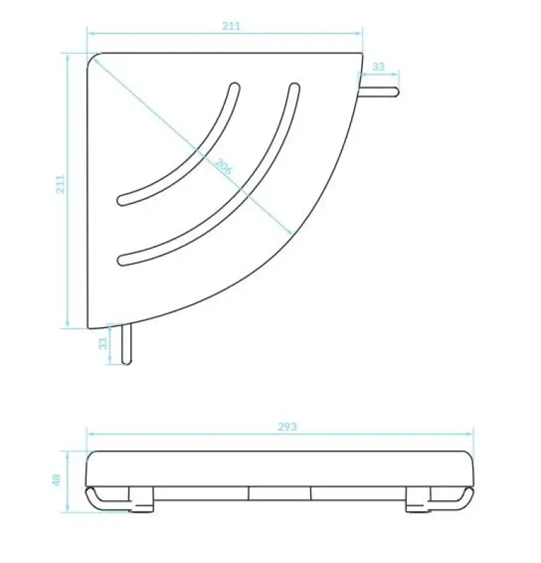 Aquadesign Shower hoek douchekorf hoekdoucherekje of hoekdouchebakje mat wit 24cm