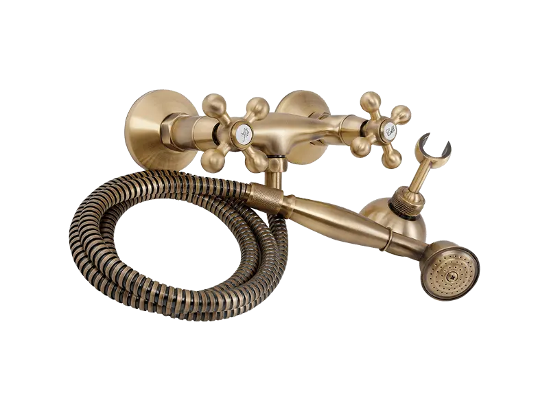 Aquadesign Marseille klassieke opbouw douchekraan met sterknoppen Brons inclusief handdoucheset