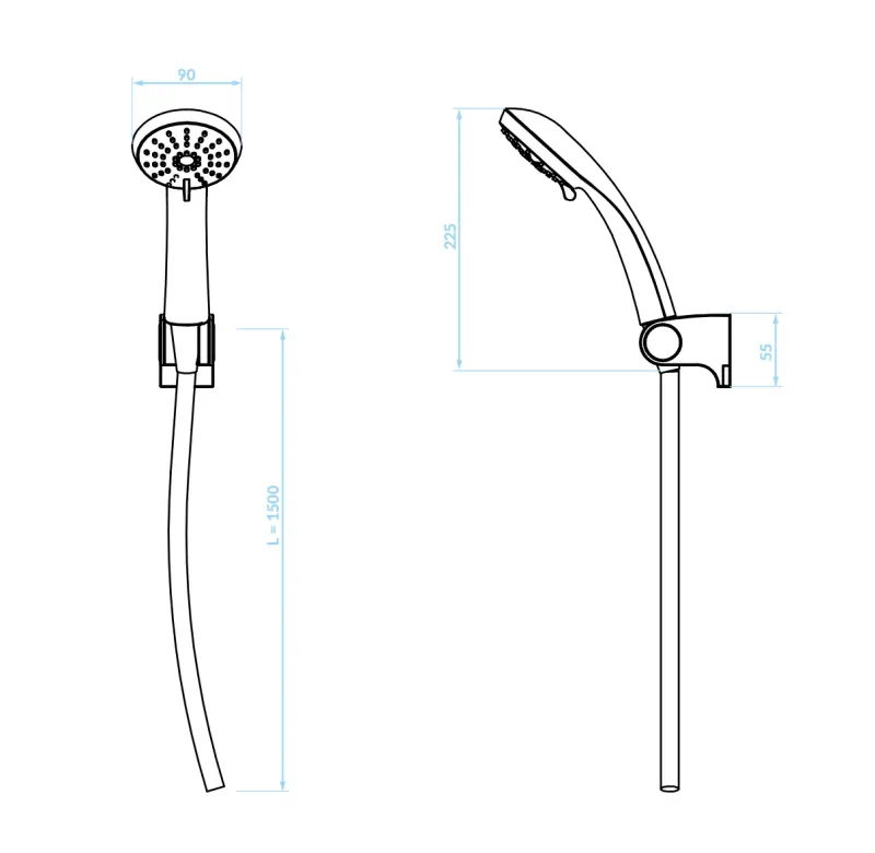 Aquadesign handdoucheset met 3 standen chroom