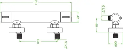 Aquadesign Paris douchethermostaat opbouw mat zwart