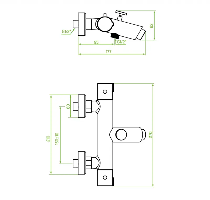 Aquadesign Nancy badkraan thermostaat mat zwart