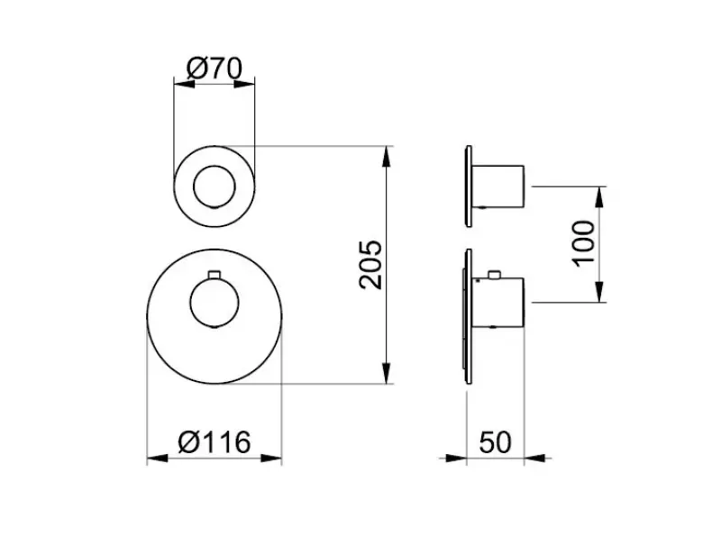 SB Round Doucheset geborsteld RVS 316 inbouw compleet